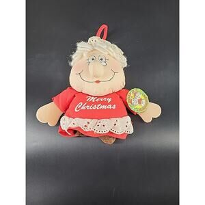 Vintage 1983 Wallace Berrie Plush Hanging Mrs. Clause Ornament Christmas Decor
